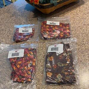 4 Longaberger Fabric Liners Various Fall Foliage Bread Tea Fall Gingham Bread